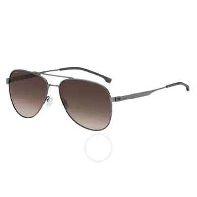 Hugo Boss Brown Gradient Pilot Men's Sunglasses Boss 1641/s 0r80/ha 60 In Gray
