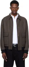 Hugo Boss Brown Herringbone Bomber Jacket