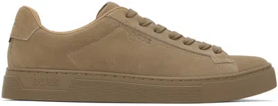 Hugo Boss Brown Lace-up Sneakers In 263-medium Beige