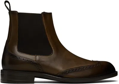 Hugo Boss Brown Leather Chelsea Boots