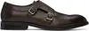 Hugo Boss Italian-made Double-strap Monk Shoes In Grained Leather In 201-dark Brown