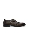 Hugo Boss Italian-made Double-strap Monk Shoes In Grained Leather In Black