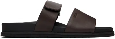 Hugo Boss Brown Leather Slides