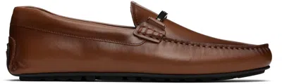 Hugo Boss Brown Logo Faux-leather Loafers