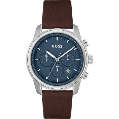 Pre-owned Hugo Boss Brown Mens Chronograph Watch Trace 1514002