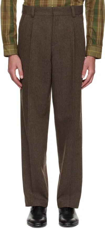 Hugo Boss Brown Modern-fit Wool Trousers