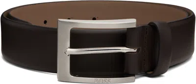 Hugo Boss Brown Nappa-leather Pin-buckle Belt