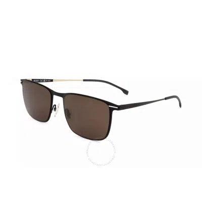 Hugo Boss Brown Rectangular Men's Sunglasses Boss 1246/s 0nz 56 In Black