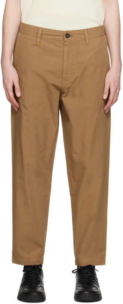 Hugo Boss Brown Relaxed-fit Trousers In Open Beige 280