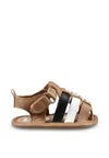 Hugo Boss Brown Sandals For Baby Boy With Logo In Brown