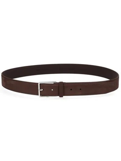 HUGO BOSS MEN BROWN SOLID BUCKLE BELT