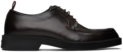Hugo Boss Brown Square Toe Derbys In 201-dark Brown
