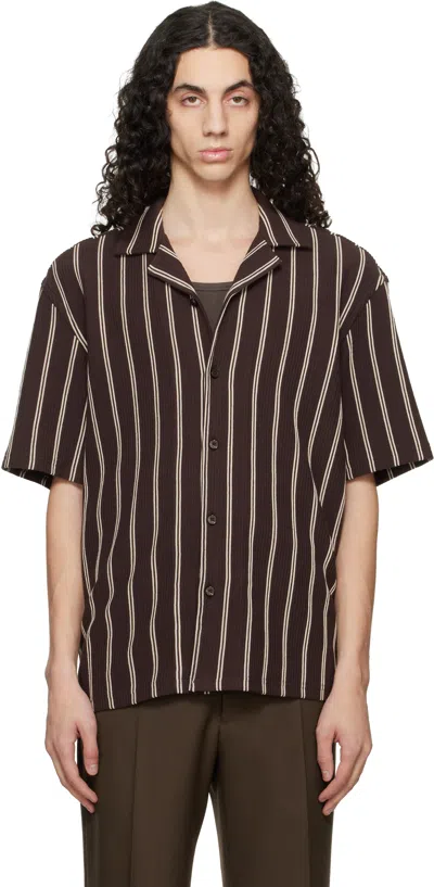 Hugo Boss Brown Striped Relaxed-fit Stretch Cotton Shirt
