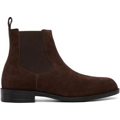 Hugo Boss Brown Suede Elasticated Panels Chelsea Boots