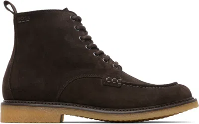 Hugo Boss Crepe-outsole Half Boots In Suede In Multi