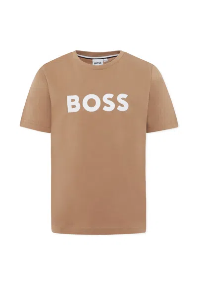 Hugo Boss Kids' Brown T-shirt For Boy With Logo