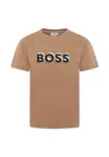 Hugo Boss Brown T-shirt For Boy With Logo In Brown