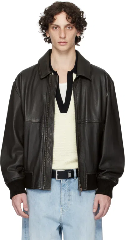 HUGO BOSS BROWN ZIP LEATHER JACKET