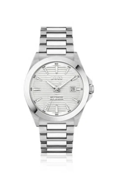 HUGO BOSS BRUSHED-AND-POLISHED STAINLESS-STEEL WATCH WITH GROOVED DIAL MEN'S WATCHES