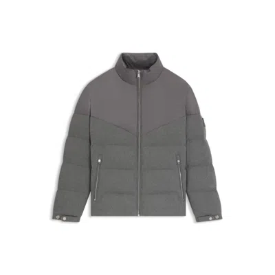 Hugo Boss Brushed-flannel Jacket With Waterproof Finish In Gray