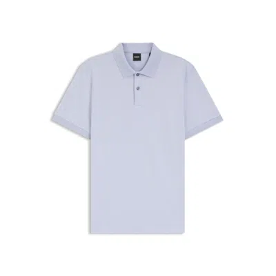 Hugo Boss Bubble-structure Polo Shirt In Cotton In Blue