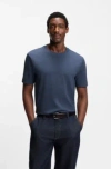 Hugo Boss Bubble-jacquard Structure T-shirt In A Cotton Blend In Blue