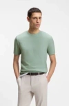 Hugo Boss Bubble-jacquard Structure T-shirt In A Cotton Blend In Green