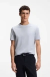 Hugo Boss Bubble-jacquard Structure T-shirt In A Cotton Blend In Blue