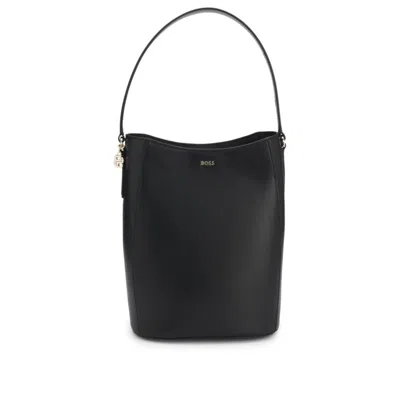 Hugo Boss Bucket Bag With Double B Monogram Charm In Black