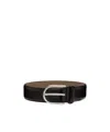 Hugo Boss Brown Leather Belt In Black