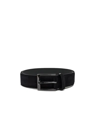 Hugo Boss Suede-finish Buckle Belt In Black