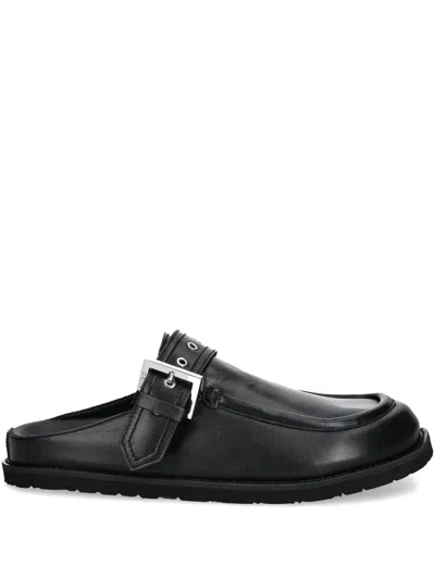 Hugo Boss Buckle-detail Slippers In Black