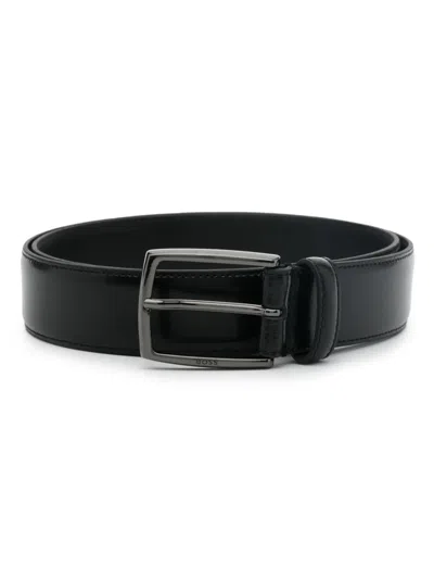 Hugo Boss Buckle-fastening Leather Belt In Schwarz