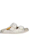 Hugo Boss Buckle Fur-trimmed Sandals In White