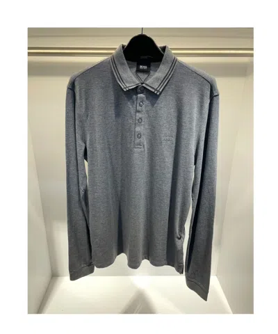 Hugo Boss Buckle Long-sleeved Polo Shirt In Black