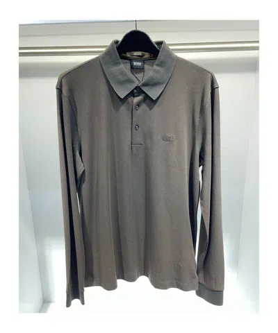 Hugo Boss Buckle Long-sleeved Polo Shirt In Black