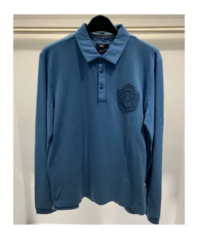 Hugo Boss Buckle Long-sleeved Polo Shirt In Blue