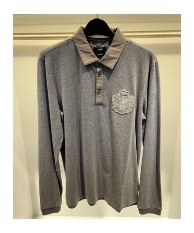 Hugo Boss Buckle Long-sleeved Polo Shirt In Gray