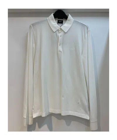 Hugo Boss Buckle Long-sleeved Polo Shirt In Gray