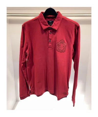 Hugo Boss Buckle Long-sleeved Polo Shirt In Red