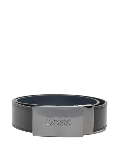 Hugo Boss Kids' Buckle Reversible Belt In Black