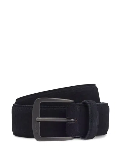 Hugo Boss Buckle Smooth Leather Belt In Green