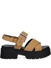 Hugo Boss Buckle-strap Suede Sandals In Brown