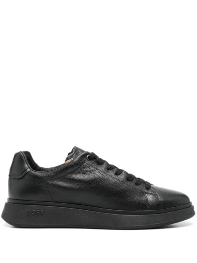 Hugo Boss Gary Mens Tennis Style Trainers In Black 001
