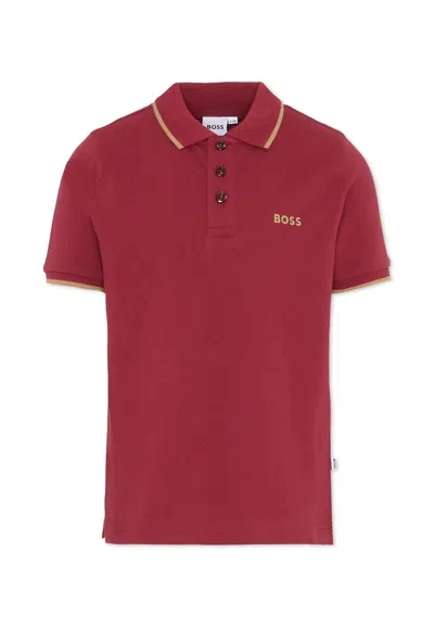 Hugo Boss Kids' Burgundy Polo Shirt For Boy With Polo