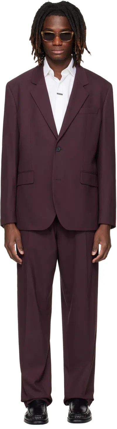 Hugo Boss Burgundy Two-piece Modern-fit Stretch Twill Suit
