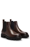 Hugo Boss Burnished-leather Chelsea Boots With Logo Detail In Dark Brown