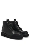 Hugo Boss Burnished-leather Half Boots With Apron Toe In Black
