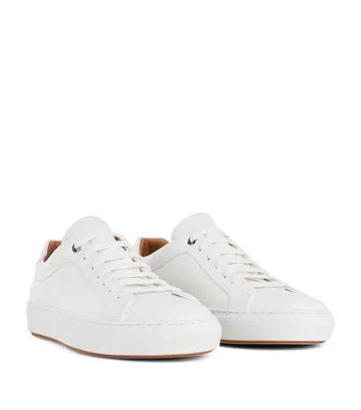 HUGO BOSS BURNISHED LEATHER SNEAKERS