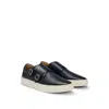 Hugo Boss Burnished-leather Trainers With Double Monk Strap In Blue